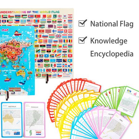 World Map Magnetic Puzzle for Children Teaching Tools Educational Toys Preschool Learning