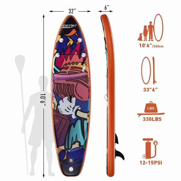 Surfing SUP Paddle Board Stand Up Blow Foam Inflatable Kayak Surfboard GENKI