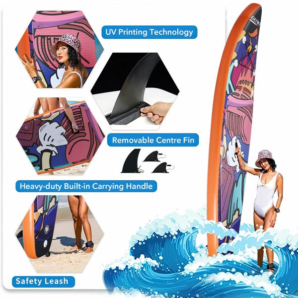 Surfing SUP Paddle Board Stand Up Blow Foam Inflatable Kayak Surfboard GENKI