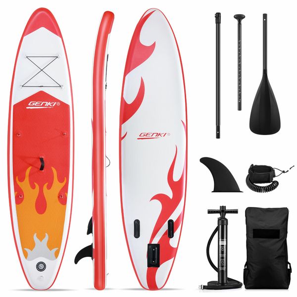 Stand Up Surfing Paddle Board SUP Inflatable Kayak Blow Foam Surfboard GENKI 2 In 1 Red