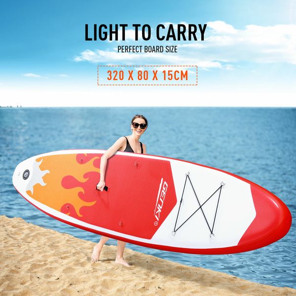 Stand Up Surfing Paddle Board SUP Inflatable Kayak Blow Foam Surfboard GENKI 2 In 1 Red