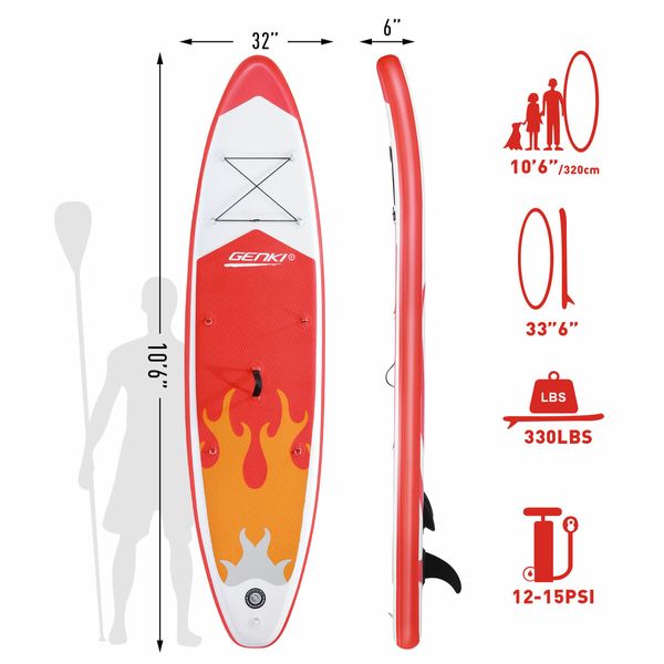 Stand Up Surfing Paddle Board SUP Inflatable Kayak Blow Foam Surfboard GENKI 2 In 1 Red