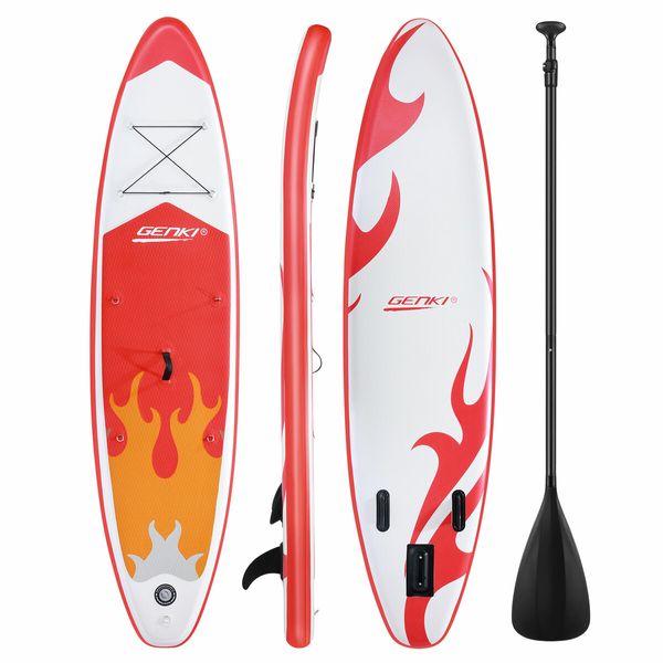 Stand Up Surfing Paddle Board SUP Inflatable Kayak Blow Foam Surfboard GENKI 2 In 1 Red