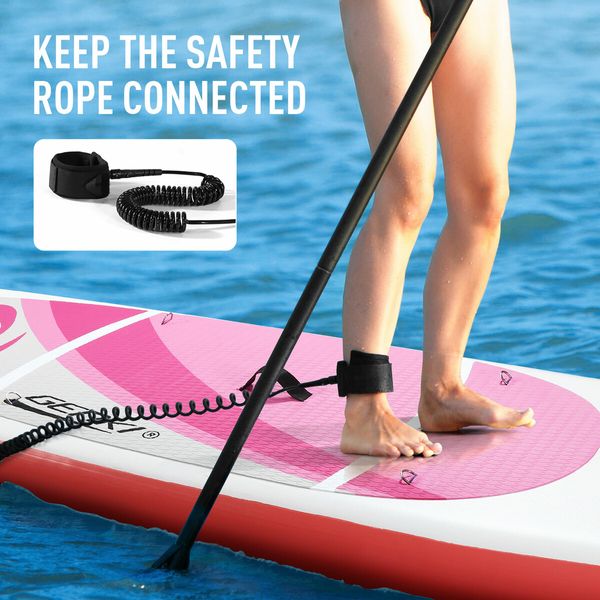 Surfing Board SUP Stand Up Blow Paddle Inflatable Kayak Foam Surfboard GENKI 2 In 1 Pink