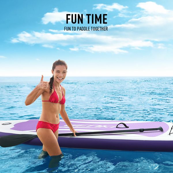 Stand Up SUP Kayak Inflatable Paddle Foam Surfing Board Blow Surfboard GENKI 2 In 1 with Seat Purple