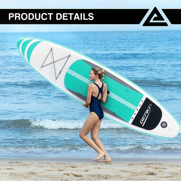 SUP Inflatable Kayak Stand Up Surfing Paddle Board Blow Foam Surfboard GENKI 2 In 1 Green