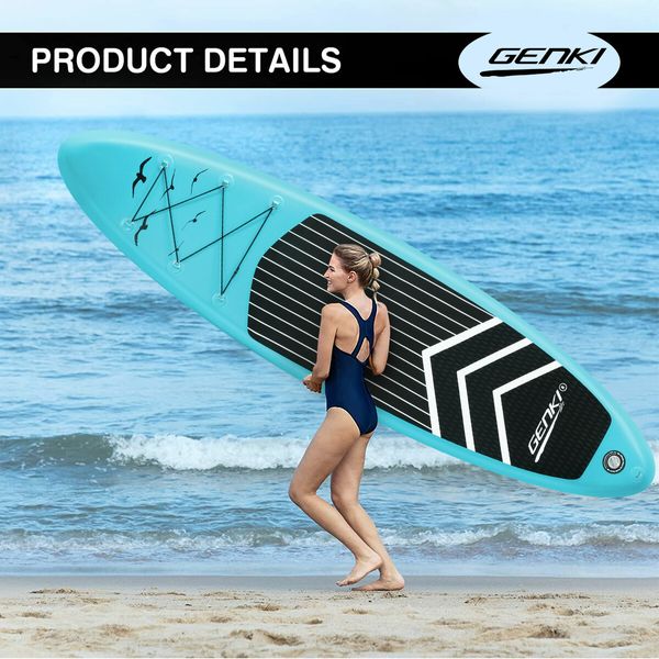 SUP Paddle Board Stand Up Blow Surfing Inflatable Foam Kayak Surfboard GENKI 2 In 1 Blue