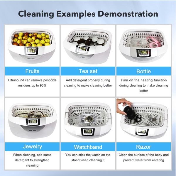 Ultrasonic Jewellery Cleaner Silver Degassing Cleaning Machine for Rings Watches Dentures Glasses Razors 600ml MAXKON