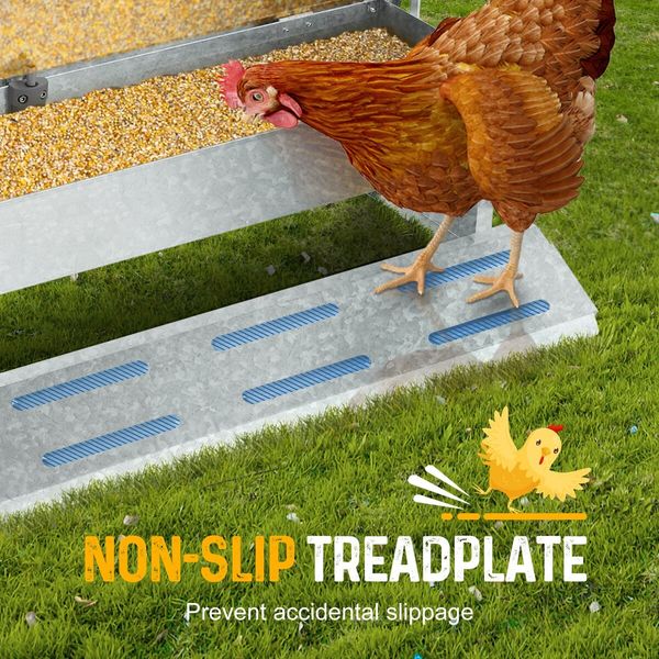 Chicken Feeder Auto Poultry Feeding Equipment Rat Bird Proof Waterproof Galvanized Steel Lid Opening 7.5L