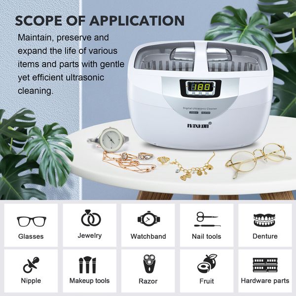 Ultrasonic Cleaner Heating  Cleaning Machine for Rings Watches Dentures Glasses Razors 2500ml MAXKON