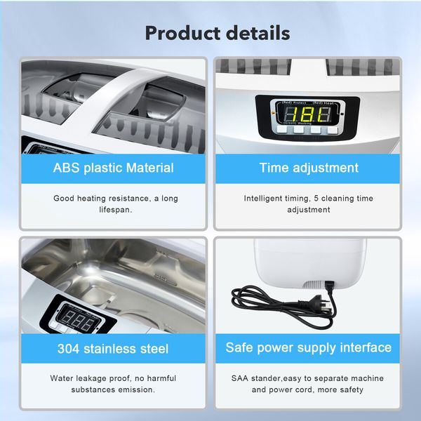 Ultrasonic Cleaner Heating  Cleaning Machine for Rings Watches Dentures Glasses Razors 2500ml MAXKON