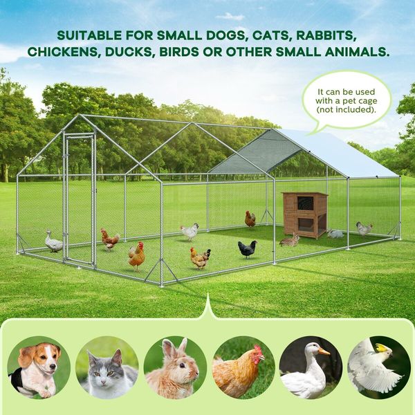 Chicken Coop Run Walk In Chook Cage House Pen Shelter Cat Dog Bird Enclosure Rabbit Hutch Extra Large 300x600x195cm