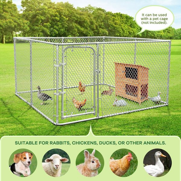 Dog Kennel Run Enclosure Rabbit Hutch Chicken Coop Pet Exercise Playpen Puppy Cage 230x230x122cm