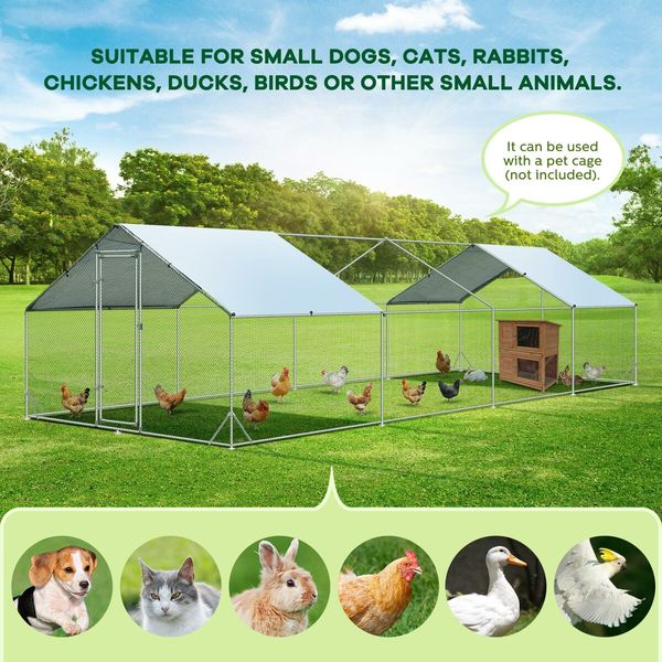 Chicken Coop Run Walk In Chook Pen Cage Shelter Cat Dog Enclosure Rabbit Hutch Bird House Extra Large 300x800x195cm