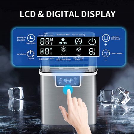 20kg Ice Maker Machine Clear Cube Making Countertop Home Commercial 2 Water Filling Methods Stainless Steel Maxkon 