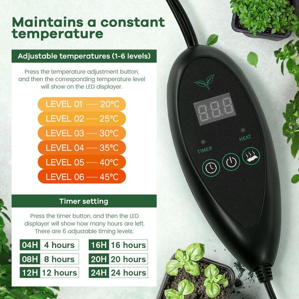 Seedling Heat Mat Plant Heated Germination Warming Pad Starter Grow with Digital Temperature Controller 160W 