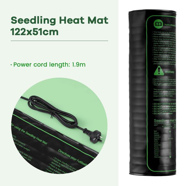 Seedling Heat Mat Pad Plant Germination Starter Heating Warming Grow 122x51CM 100W