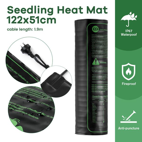 Seedling Heat Mat Pad Plant Germination Starter Heating Warming Grow 122x51CM 100W