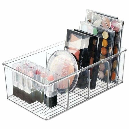 2pcs Kitchen Bathroom Makeup  Organizers Storage Box with 4 Compartments  for Makeup, Cabinet and Refrigerator More in Plastic