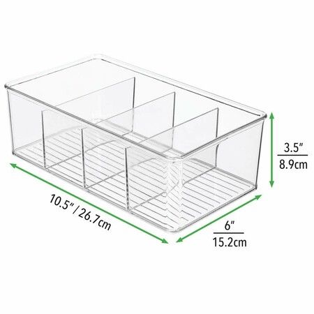 2pcs Kitchen Bathroom Makeup  Organizers Storage Box with 4 Compartments  for Makeup, Cabinet and Refrigerator More in Plastic