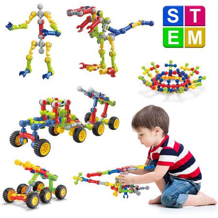 125 Pieces Educational Engineering Building Blocks for Kids, Best Gift for Boys and Girls, Creative Play and Fun Activities