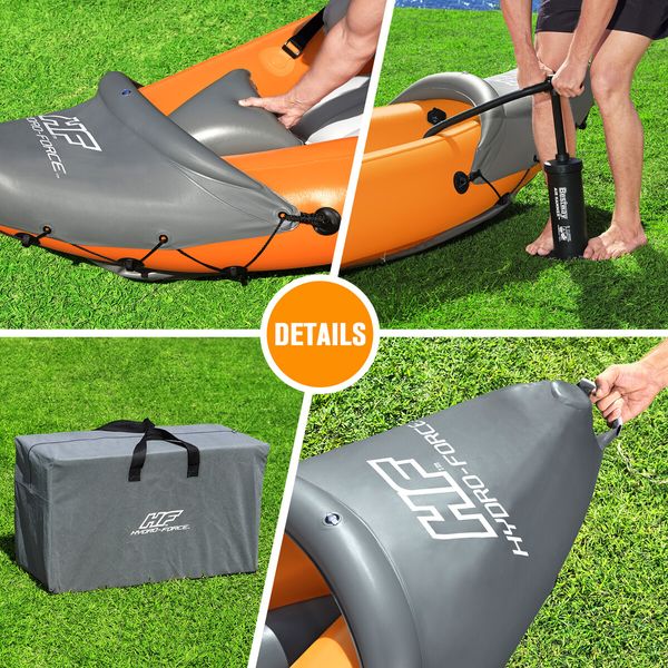 Bestway Kayak Inflatable Rapid 3 Person Canoe Sea Blow Up Fishing Boat Raft Touring Adventure 381cm