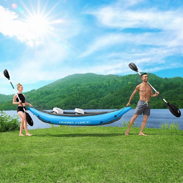 Bestway Kayak Inflatable Raft 2 Person Canoe Blow Up Boat Sea River Touring Fishing Adventure 331cm