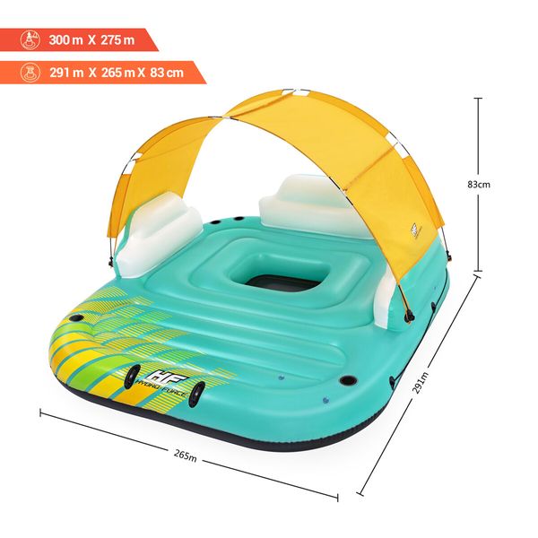 Bestway Floating Island Pool Party Swim Platform Raft Giant Inflatable Lounge Tube Sunshade 5 Persons 291cm