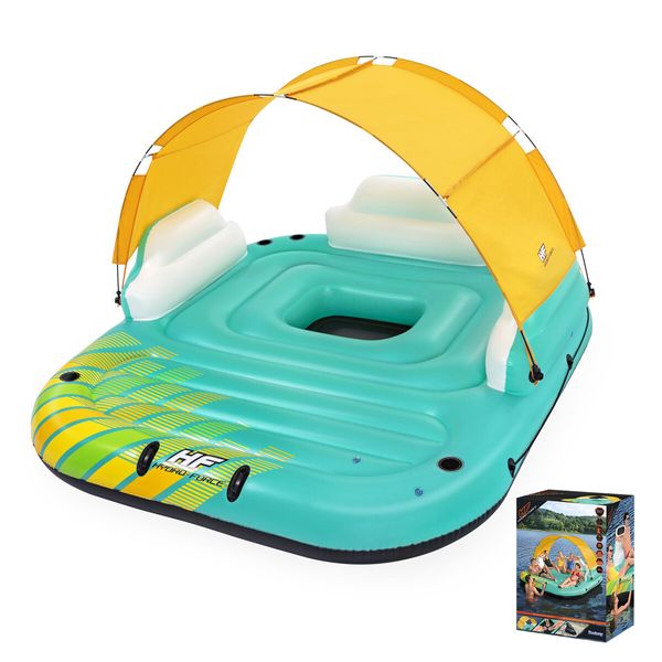 Bestway Floating Island Pool Party Swim Platform Raft Giant Inflatable Lounge Tube Sunshade 5 Persons 291cm