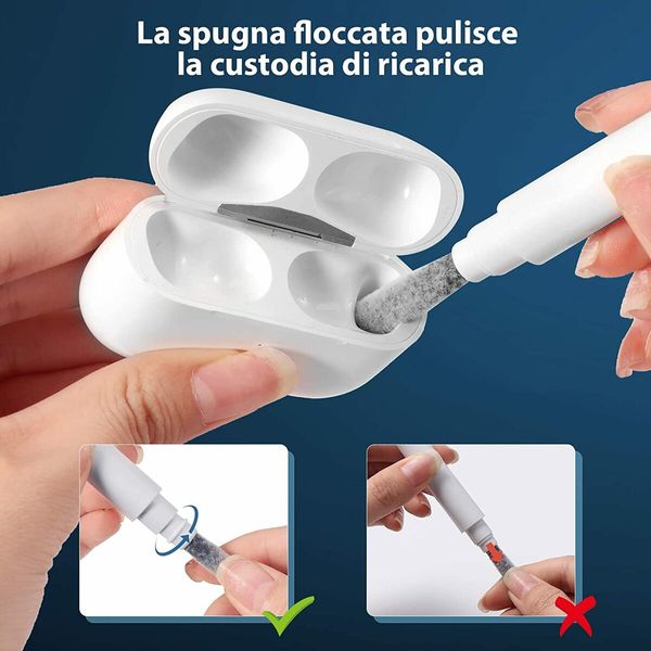 Cleaning Pen for Airpods Multi-Function Cleaner Kit Soft Brush for Bluetooth Earphones for Earbuds (White)