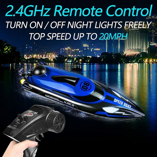 2.4Ghz RC Boat, 25 KM/H High Speed Remote Control Boat for Adults and Kids, for Lakes and Pools, Low Battery Alarm(Blue)