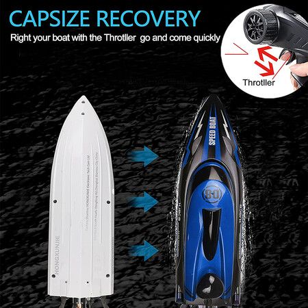 2.4Ghz RC Boat, 25 KM/H High Speed Remote Control Boat for Adults and Kids, for Lakes and Pools, Low Battery Alarm(Blue)