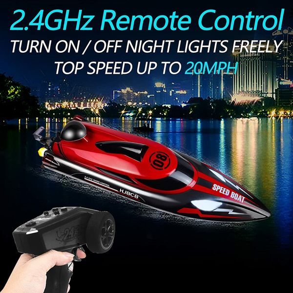 2.4GHz RC Boat: 20+ MPH High Speed Remote Control Boat for Adults and Kids for Pools and Lakes, Low Battery Alarm