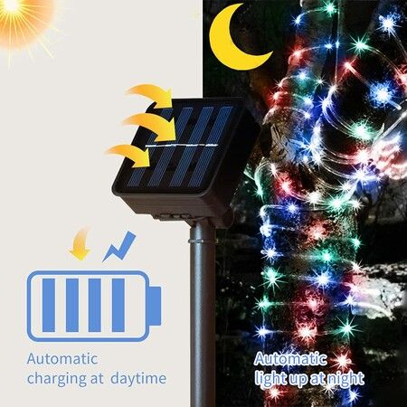 32M Solar Rope Light 300 Copper Fairy String Tube TREE TENT CAMP Party Garden Yard Home Wedding Christmas Halloween Holiday Decoration Lighting(Multi Color)