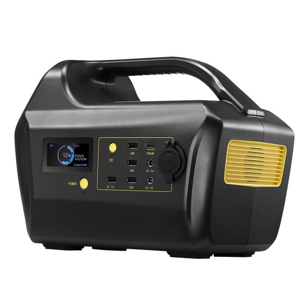 Solar Generator Portable Power Station Wireless Camping Rated 500W 675Wh PD60W  LED Lithium Battery AC DC Port for Outdoor Travel