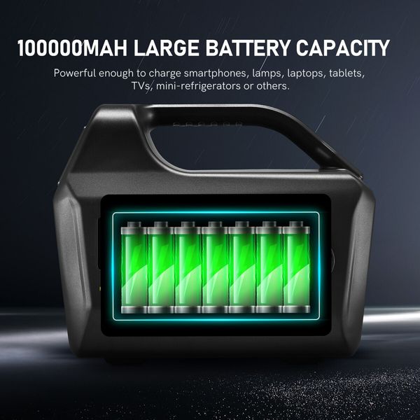 Portable Generator Solar Power Station for Camping Wireless Rated 300W 360Wh PD60W LED Backup Lithium Battery Travel