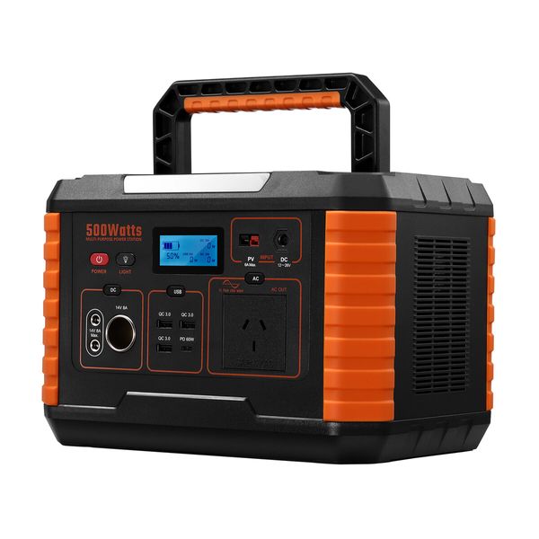 Portable Power Station Solar Generator Wireless Camping Lithium Battery Rated 500W 649Wh PD60W LED DC AC USB Port for Outdoor Travel