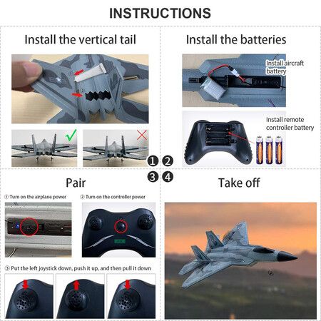 F-22 RC Plane Ready to Fly, 2.4GHz Remote Control Airplane, Easy to Fly RC Glider for Kids and Beginners