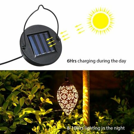 DC1.2V 0.065W Solar Powered Energy LED Light Lantern Hanging Outdoor Lamp for Patio Courtyard Balcony Porch Yard