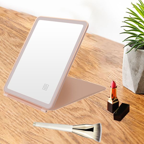 LED Makeup Mirror Touch Screen Dimming 120 degree Adjustable Portable for Cosmetic White Three Color