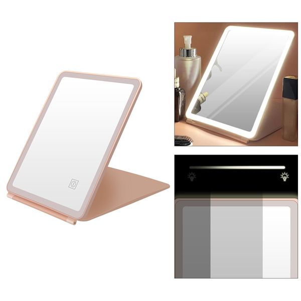 LED Makeup Mirror Touch Screen Dimming 120 degree Adjustable Portable for Cosmetic White Three Color