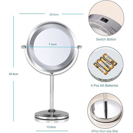 7 Inch Vanity Mirror with Lights, 10X Magnifying Mirror with Lights for Bathroom, Bedroom, Travel