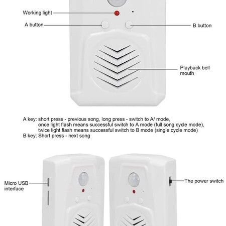 Infrared Induction Doorbell Motion Sensor Wireless Doorbell Security System Home Alarm With Voice Reminder Brand New