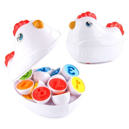 Chicken Toy Easter Egg Shape Sorter, Fine Motor Toys And Sensory Toys for Toddlers Kids  Matching Color Sorting Eggs
