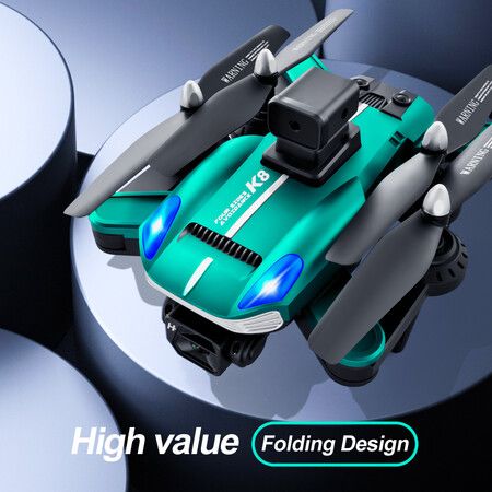 Professional K8 Drone with 4K HD Camera ESC Wifi FPV Optical Flow Obstacle Avoidance Foldable RC Helicopter Color  Green