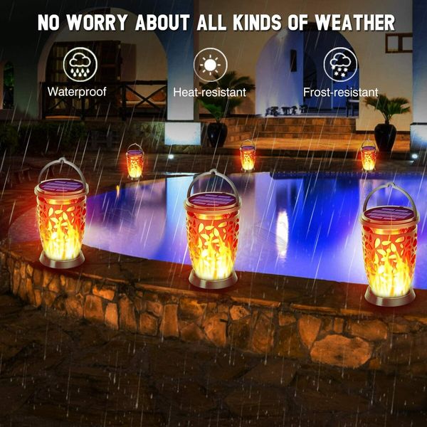 Power Solar Flickering Dancing Flame Light Solar Tiki Torches for Your Garden Yard Camping (2 Pack)