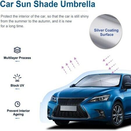 Car Windshield Sun Shade UV Rays and Heat Sun Visor Protector Foldable Reflector Windshields Umbrella (145x79cm)L