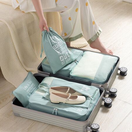 6 Sets Travel Luggage Organizers Include Waterproof Shoe Storage Bag Convenient Packing Pouches