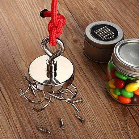 Magnet Fishing Lifting Kit Rare Earth Magnetic with Countersunk Hole Eyebolt Rope 200KG Pulling Force