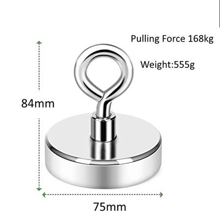 Magnet Fishing Lifting Kit Rare Earth Magnetic with Countersunk Hole Eyebolt Rope 200KG Pulling Force